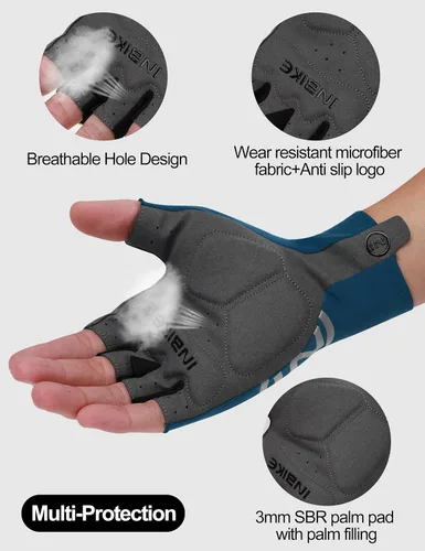 Miniatura 6 de INBIKE Guantes de ciclismo para hombres y mujeres, guantes de bicicleta transpirables ligeros de medio dedo, guantes de ciclismo de montaña