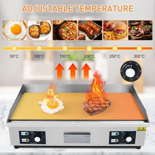 Miniatura 6 de Plancha eléctrica comercial de 29 pulgadas, parrilla eléctrica de 3000 W, parrilla eléctrica de encimera de acero inoxidable con orificio de goteo