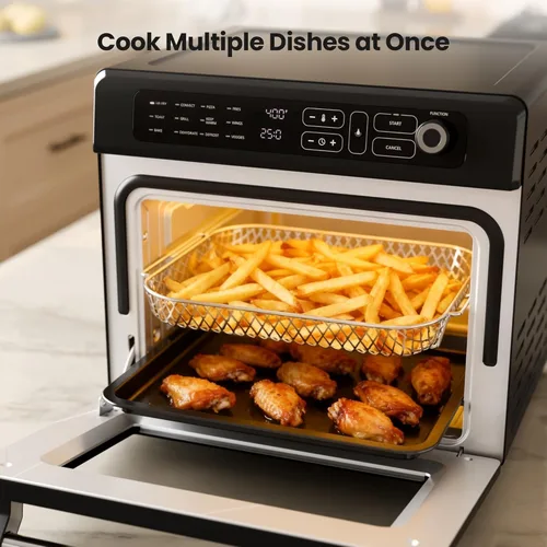 Miniatura 6 de Kismile Combo de horno tostador de freidora de aire de 25 cuartos de galón, horno de convección de encimera grande 12 en 1, 70 a 450 ℉, hornear