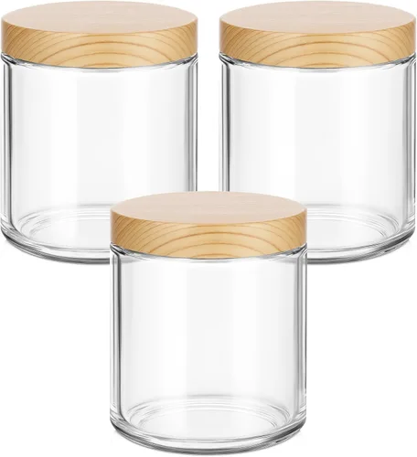 Miniatura 12 de Tecohouse Tarros de Vidrio de 8 onzas con Tapas, Juego de 3 Tarros para Velas con Etiquetas en Blanco, Vidrio Transparente de 250g, Boca Ancha