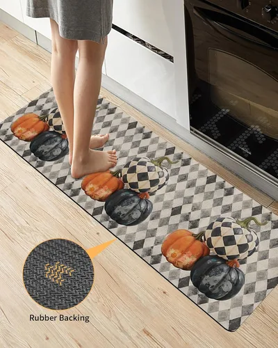 Miniatura 4 de Tapete de baño con diseño floral de calabazas para bañera, antideslizante, de secado rápido y absorbente, de tierra de diatomeas, tapete