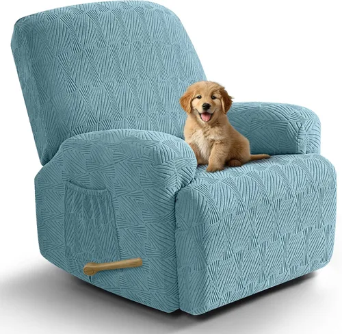 Miniatura 23 de VANSOFY Fundas para sillas reclinables, 4 piezas, elásticas, de tela jacquard, suave funda para silla reclinable, protector de muebles con parte