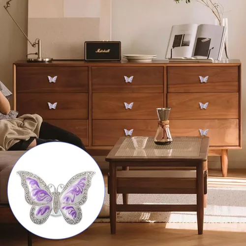Miniatura 7 de Pomos de mariposa para gabinete, 6 pomos de mariposa de un solo agujero, tiradores decorativos para puerta, gabinete, cajón, armario, muebles