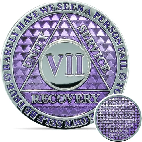 Miniatura 11 de Moneda de sobriedad de 10 años Chip AA Legacy Ficha de aniversario de recuperación de triplaca gruesa (Aqua)