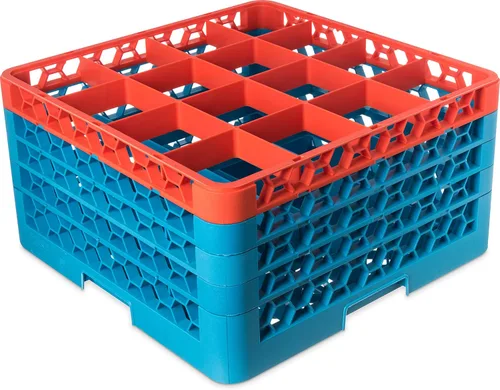 Miniatura 45 de Carlisle FoodService Products RG9-214 OptiClean Estante de vidrio con 9 compartimentos con 2 extensores, 7.12 pulgadas, polipropileno, azul