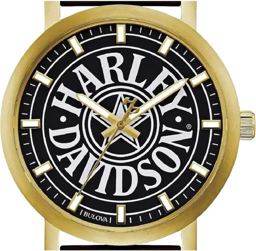 Miniatura 3 de Harley-Davidson 77A100 Reloj de acero inoxidable para hombre icónico Fat Boy dorado