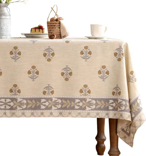 Miniatura 30 de patdrea - Mantel de lino floral, grueso, decorativo y francés para mesas rectangulares o cuadradas, para cocina y comedor, 55 x 79 pulgadas