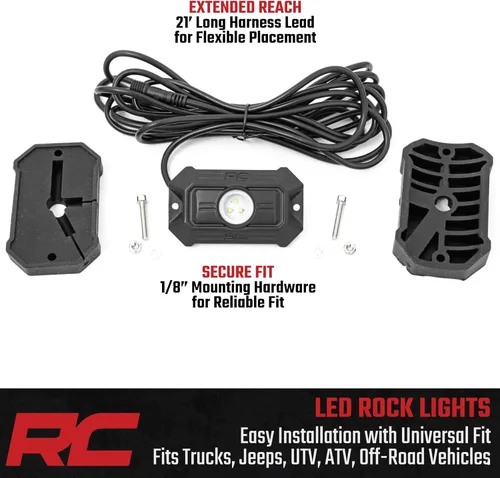 Miniatura 4 de Rough Country Cápsulas de Luz LED Deluxe para Rocas con Kit de Montaje 4 Cápsulas - 70980, Blanco