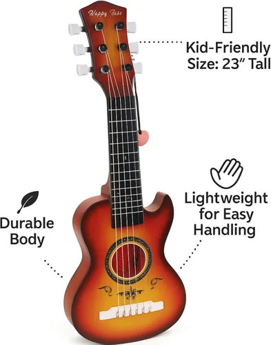 Miniatura 4 de Guitarra acústica de 23 pulgadas, guitarra de juguete de 6 cuerdas para niños, cuerdas de acero realistas, primer instrumento musical para Cherry