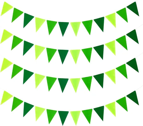 Miniatura 7 de Zwiebeco Banderines de fieltro marrón y gris de 16.4 pies, banderas triangulares para colgar guirnalda de tela no tejida para cumpleaños, boda