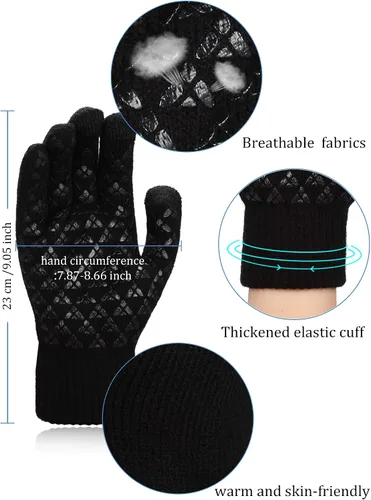Miniatura 2 de SATINIOR 4 pares de guantes de invierno para pantalla táctil, guantes cálidos para mensajes de texto, guantes elásticos antideslizantes para adultos