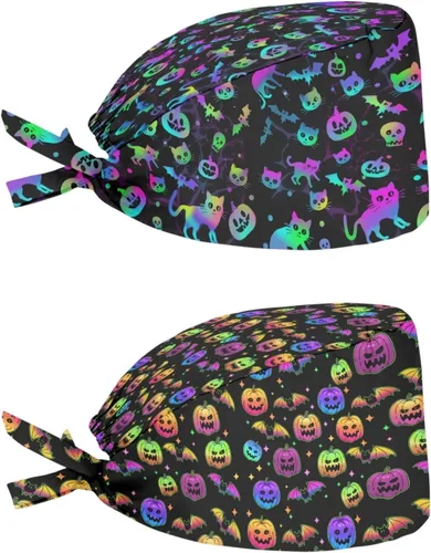 Miniatura 133 de Babrukda Paquete de 2 gorras con banda para el sudor ajustable con lazo en la espalda, gorro divertido