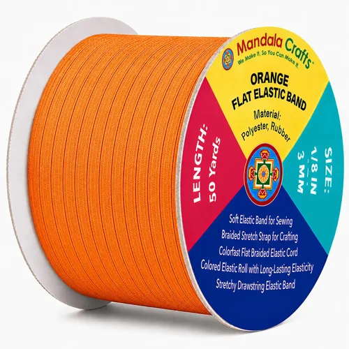 Miniatura 87 de Mandala Crafts - Rollo de cordón elástico plano para costura y manualidades Blanco