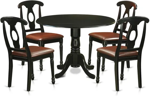 Miniatura 9 de East West Furniture DLKE3-BCH-LC - Juego de mesa de comedor moderno de 3 piezas que contiene una mesa redonda de madera con gotas y 2 sillas