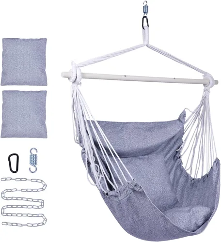 Miniatura 7 de Backyard Expressions Silla Hamaca Colgante con Cojines y Kit para Colgar – Capacidad de 500 lb, Tela de Mezcla de Algodón, para Uso