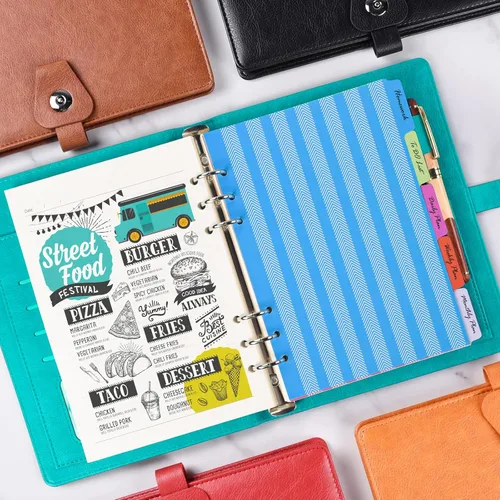 Miniatura 4 de Cuaderno de diario, planificador organizador de carpetas rellenables, cuaderno de escritura de negocios de cuero para mujeres y hombres, diario