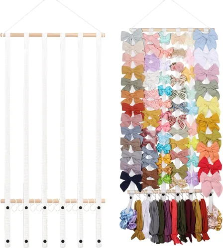 Miniatura 9 de OAOLEER Organizador de lazo para el pelo para niñas, pinzas para el pelo, diadema, organizador de almacenamiento para colgar en la pared, decoración