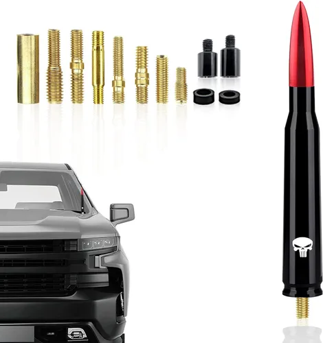 Miniatura 7 de Pack-1 - Antena tipo bala para automóvil, poste de antena de calavera de 5.4 pulgadas para GM Chevy Silverado 1500 2500 3500 HD Avalanche GMC Sierra