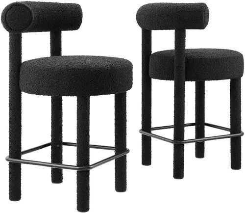 Miniatura 33 de Modway EEI-6705-IVO Toulouse Boucle - Juego de 2 sillas de comedor de tela, color marfil