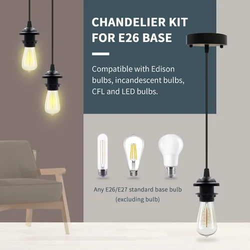 Miniatura 7 de Kit de luz colgante mini industrial VTYXCTIGJ, colgante retro Edison, cable de luz colgante vintage con zócalo de lámpara UL E26, accesorios de luz