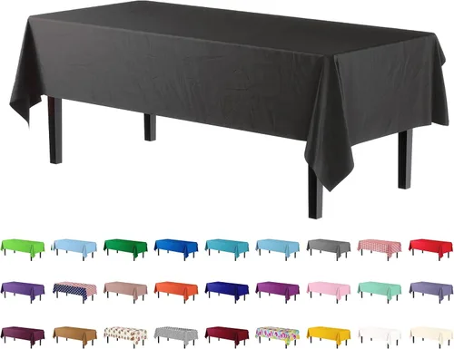Miniatura 39 de Party Solids Paquete de 4 manteles de plástico color azul aguamarina, 54 x 108 pulgadas, mantel desechable para fiestas y pícnics