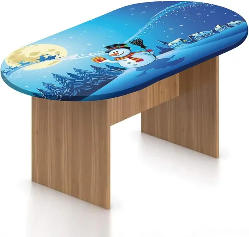 Miniatura 19 de XISUNYA Mantel ovalado ajustable de poliéster elástico para Navidad, mantel ajustable con estampado de villancicos nevados, se adapta a mesas