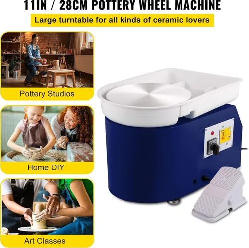 Miniatura 2 de VEVOR Rueda de cerámica de 11 pulgadas para adultos principiantes, máquina formadora eléctrica de 350 W con pedal de lavabo desmontable de 0 a 300