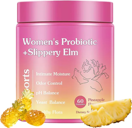 Gomitas de probióticos femeninos jugosos, probióticos de equilibrio femenino prémium con olmo resbaladizo, probióticos para mujeres, apoya el