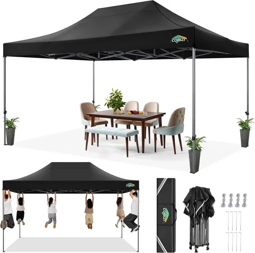 Miniatura 34 de COBIZI Toldo de 10 x 20 pies con paredes laterales, carpa de fiesta resistente para fiestas, bodas, tienda de campaña portátil plegable fácil