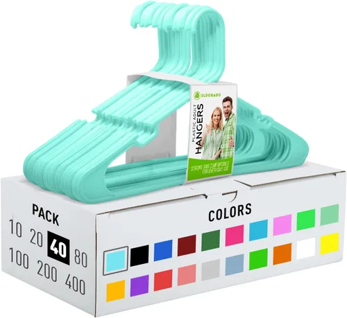 Eldorado - Ganchos para ropa de adulto, de plástico, ideal para uso diario estándar, gancho para ropa como camisas, blusas, camisetas, vestidos, Aqua