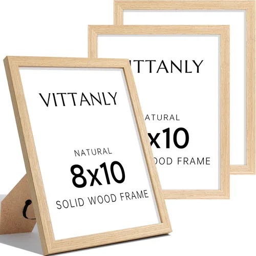 Miniatura 58 de Vittanly - Marco de fotos de 4 x 6 pulgadas de madera maciza con plexiglás, incluye paspartú de 3,5 x 5, para colgar en la pared o poner sobre una