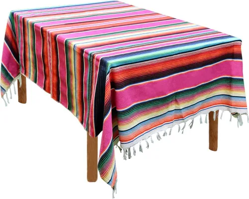Miniatura 10 de Camino de mesa mexicano de 14 x 84 pulgadas, camino de mesa de serape mexicano para decoración de bodas y fiestas mexicanas, camino de mesa de Rosa