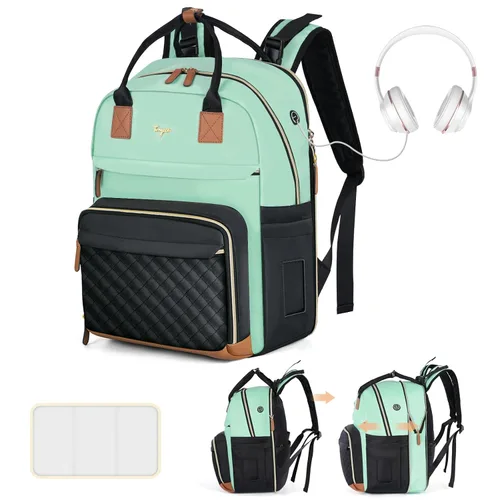Miniatura 12 de Mochila de Pañales - Mochila de Pañales Extra Grande para 2 Niños Gemelos, Bolsos de Viaje para Bebés para Mamá Papá 25-37L Expandible con Negro