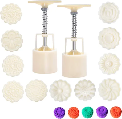 Kit de moldes para bombas de baño, 2 piezas, prensa de bombas de baño con 12 sellos para hacer bricolaje bomba de baño, herramienta de pastel de luna