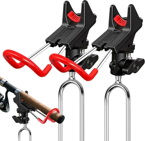 Soporte para caña de pescar para suelo, paquete de 2, altura ajustable de 57-87cm, soporte para caña de pescar ajustable de 360 grados y fácil de