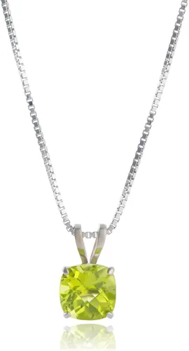 Miniatura 20 de MAX + STONE 925 Sterling Silver Cushion Cut Birthstone Necklace for Women 6mm Hypoallergenic Solitaire Necklace Gemstone Pendant Necklaces with