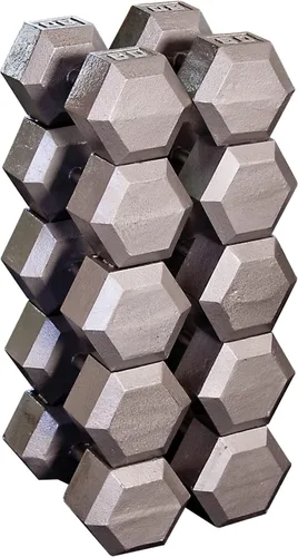 Miniatura 6 de Body-Solid Mancuerna hexagonal de hierro fundido, pesas de mano para hombres y mujeres, mancuernas de peso para entrenamiento de fuerza, culturismo