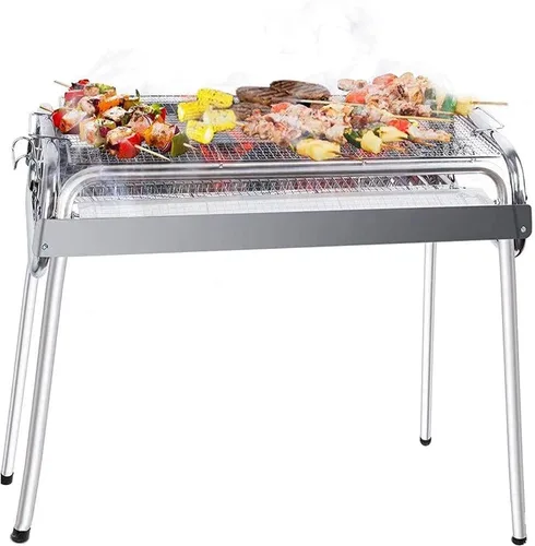 Miniatura 10 de Barbecue Grill, Charcoal Grill Folding Portable Lightweight Barbecue Grill Tools for Outdoor Grilling Cooking Camping Hiking Picnics Tailgating