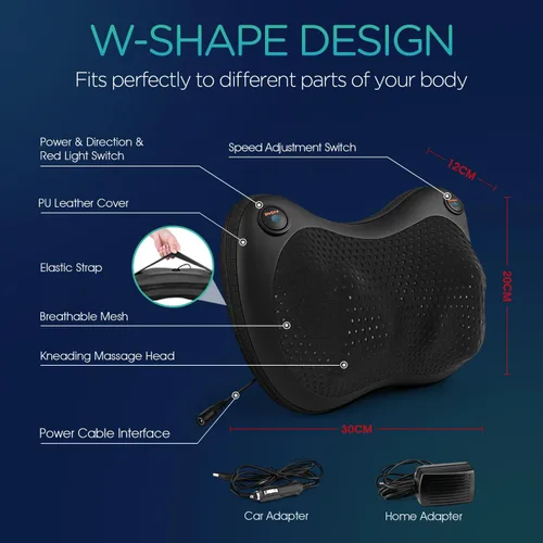 Miniatura 6 de Shiatsu Masajeador de cuello y espalda con calor, almohada de masaje de tejido profundo 3D para espalda baja, hombro, pantorrilla, pie, uso en casa