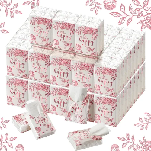 Miniatura 12 de Spiareal 50 pañuelos de lágrimas felices para boda de 3 capas para tus lágrimas felices, paquetes de pañuelos para invitados, mini papel de bolsillo