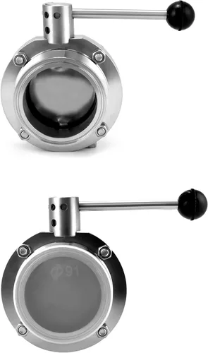 Miniatura 6 de QWORK Válvula de mariposa de acero inoxidable tubo de 3 pulgadas OD - Control de flujo preciso para elaboración de cerveza, transferencia