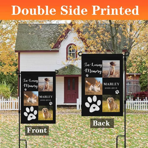 Miniatura 2 de Bandera conmemorativa personalizada para perros, banderas personalizadas con nombre de foto de mascota perdida, conmemoración para perros, Bandera