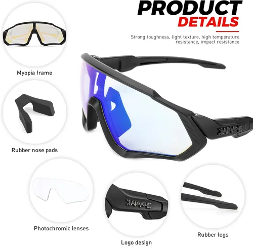Miniatura 6 de KAPVOE Gafas de ciclismo fotocromáticas para hombres y mujeres, gafas de sol para bicicleta de montaña MTB, para bicicleta de montaña Clear - K9408