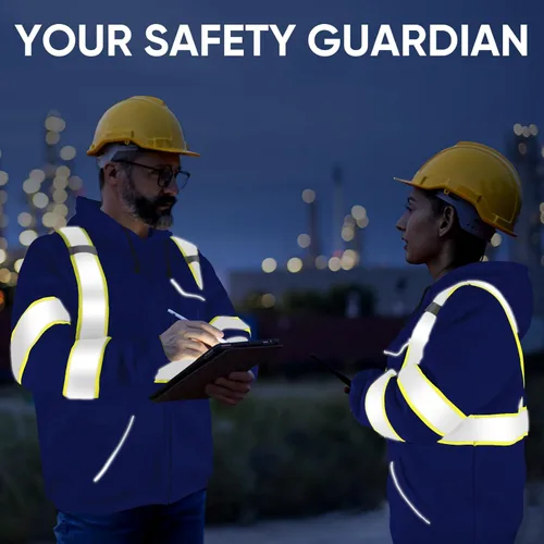 Miniatura 6 de TICONN Chaqueta con capucha de seguridad, sudadera con capucha reflectante de alta visibilidad, equipo de PPE para clima frío cumple con ANSI III