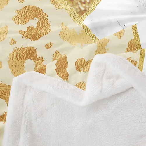 Miniatura 4 de Manfei Manta de mármol con purpurina dorada y estampado de leopardo para sofá, manta de cama de mármol blanco y negro para niños y niñas, manta