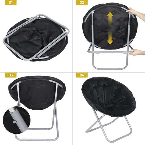 Miniatura 5 de Nouva Silla plegable, silla plegable de luna, silla de lectura redonda de piel sintética, silla de juegos con marco de metal para niños