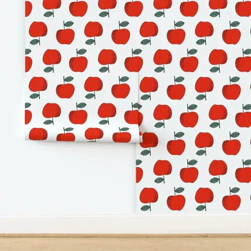 Miniatura 4 de Despegar y pegar papel tapiz muestra – Manzanas rojas niños dulces frutas frutas linda comida blanco verano otoño profesor papel pintado