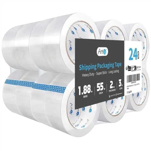 Miniatura 9 de Art3d 6 rollos de cinta de sellado de cartón resistente, cinta de embalaje transparente, 1.88 pulgadas x 55 yardas, 2 mil de grosor