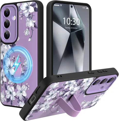 Miniatura 68 de Funda magnética compatible con Samsung Galaxy S25 Ultra para mujeres y hombres, estética flor de durazno, correa de muñeca ajustable incorporada