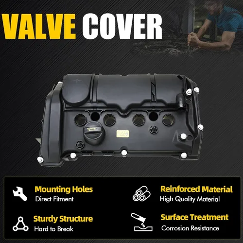 Miniatura 5 de Tapa de válvula con junta, pernos y tapa para Mini Cooper S R55 R56 R57 R58 R59 R60 R61 L4 1.6L Reemplazar 11127646552 11127603390